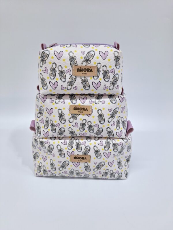 Trio Necessaire Trapézio  Sapatinho Lilás
